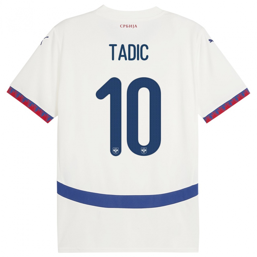 Homme Maillot Serbie Dusan Tadic #10 Blanc Tenues Extérieur 24-26 T-Shirt Belgique