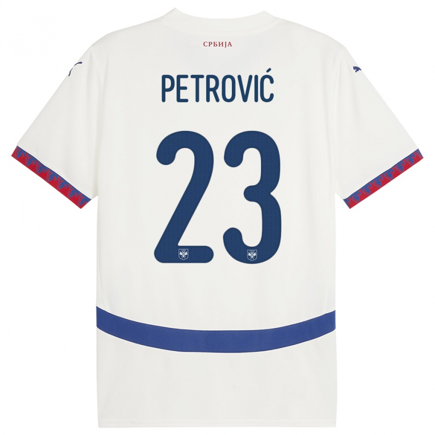 Homme Maillot Serbie Jovana Petrovic #23 Blanc Tenues Extérieur 24-26 T-Shirt Belgique