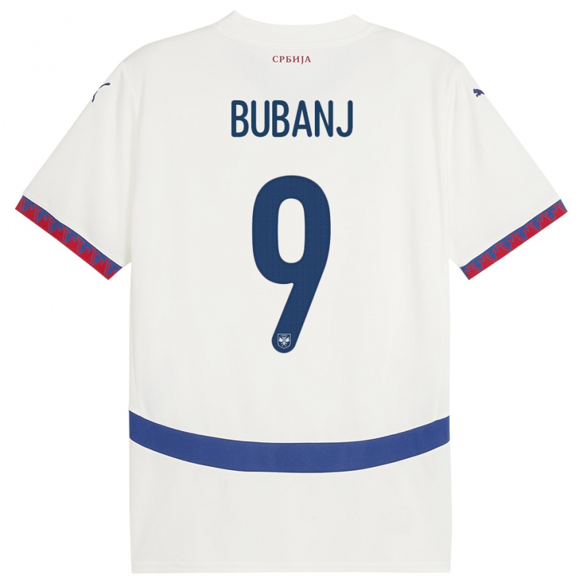 Homme Maillot Serbie Mateja Bubanj #9 Blanc Tenues Extérieur 24-26 T-Shirt Belgique