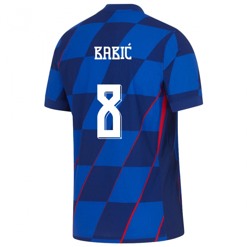 Homme Maillot Croatie Andro Babic #8 Bleu Tenues Extérieur 24-26 T-Shirt Belgique