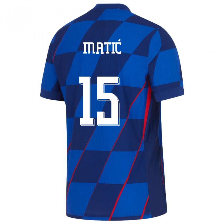 Homme Maillot Croatie Matej Matic #15 Bleu Tenues Extérieur 24-26 T-Shirt Belgique