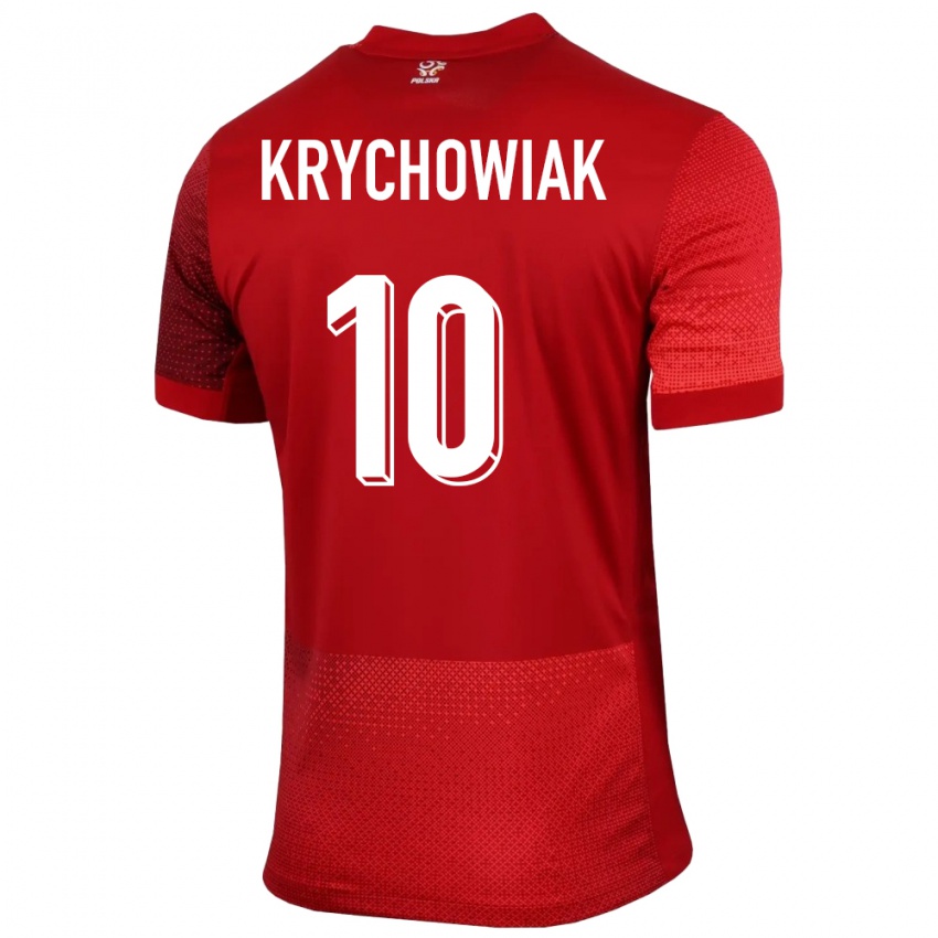 Homme Maillot Pologne Grzegorz Krychowiak #10 Rouge Tenues Extérieur 24-26 T-Shirt Belgique