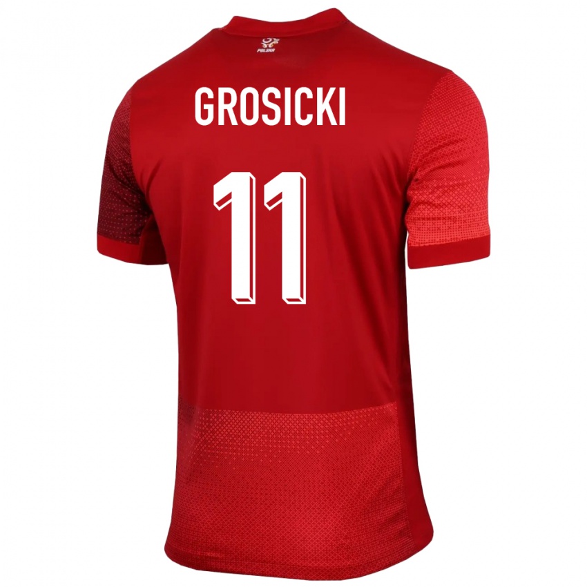 Homme Maillot Pologne Kamil Grosicki #11 Rouge Tenues Extérieur 24-26 T-Shirt Belgique