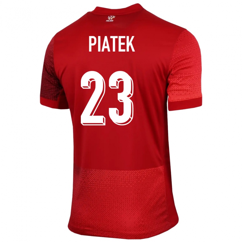 Homme Maillot Pologne Krzysztof Piatek #23 Rouge Tenues Extérieur 24-26 T-Shirt Belgique