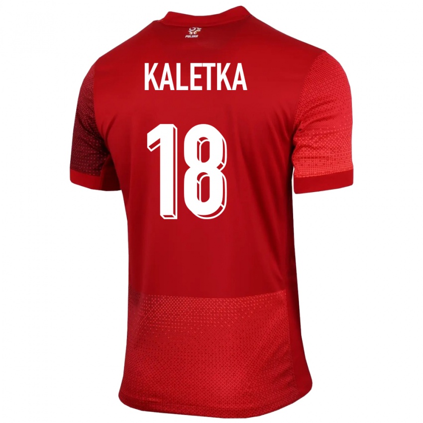 Homme Maillot Pologne Nikol Kaletka #18 Rouge Tenues Extérieur 24-26 T-Shirt Belgique