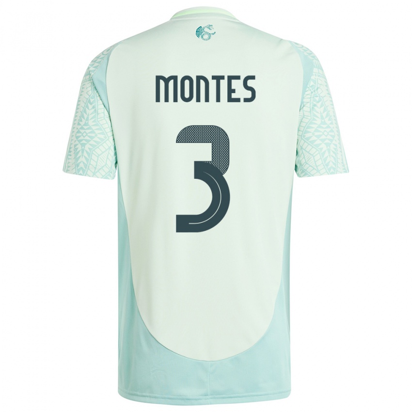 Heren Mexico Cesar Montes #3 Linnen Groen Uitshirt Uittenue 24-26 T-Shirt België