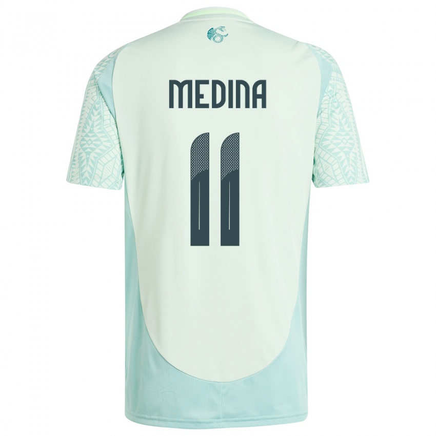 Heren Mexico Diego Medina #11 Linnen Groen Uitshirt Uittenue 24-26 T-Shirt België