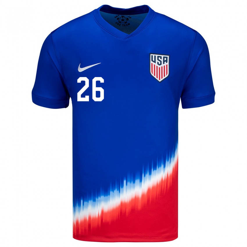 Homme Maillot États-Unis Josh Sargent #26 Bleu Tenues Extérieur 24-26 T-Shirt Belgique