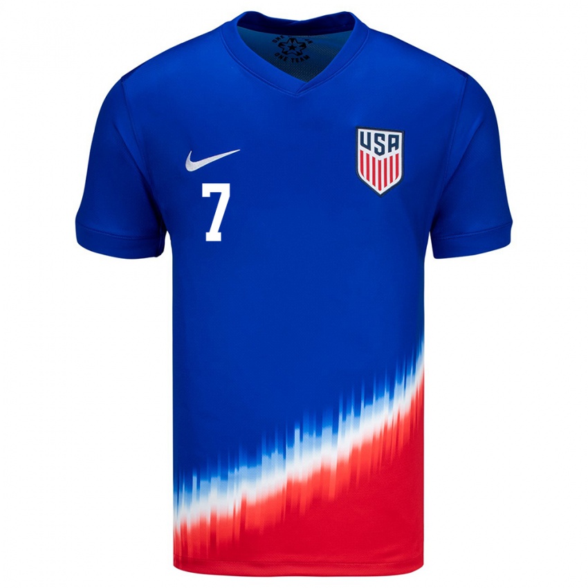 Homme Maillot États-Unis Quinn Sullivan #7 Bleu Tenues Extérieur 24-26 T-Shirt Belgique