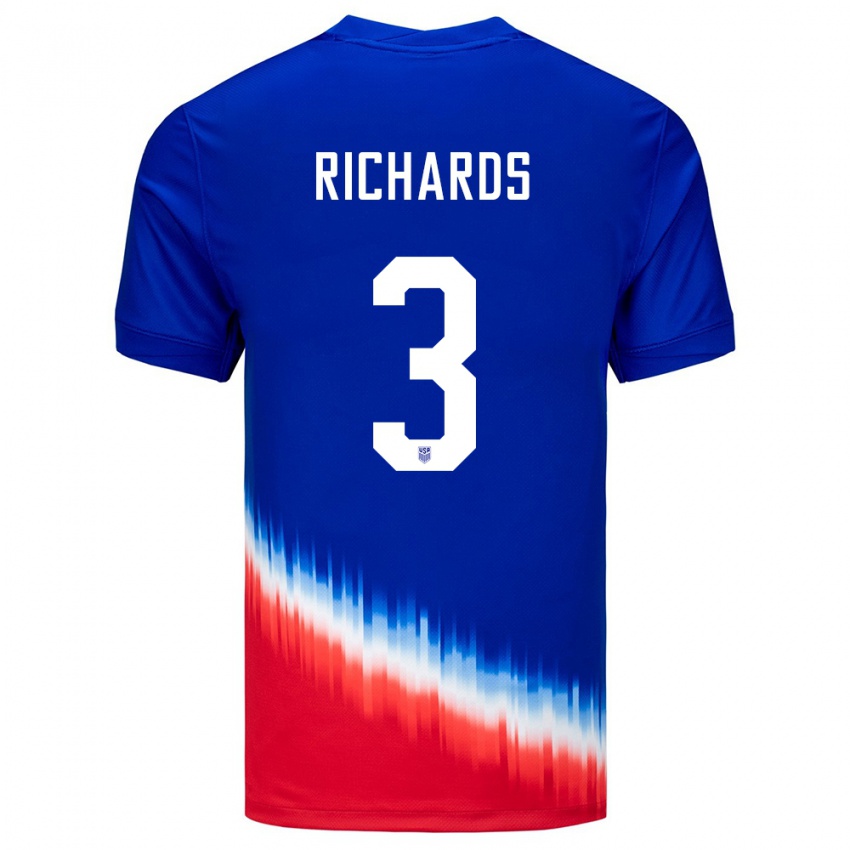 Homme Maillot États-Unis Chris Richards #3 Bleu Tenues Extérieur 24-26 T-Shirt Belgique