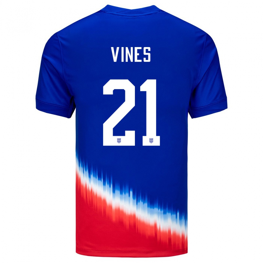 Heren Verenigde Staten Sam Vines #21 Blauw Uitshirt Uittenue 24-26 T-Shirt België