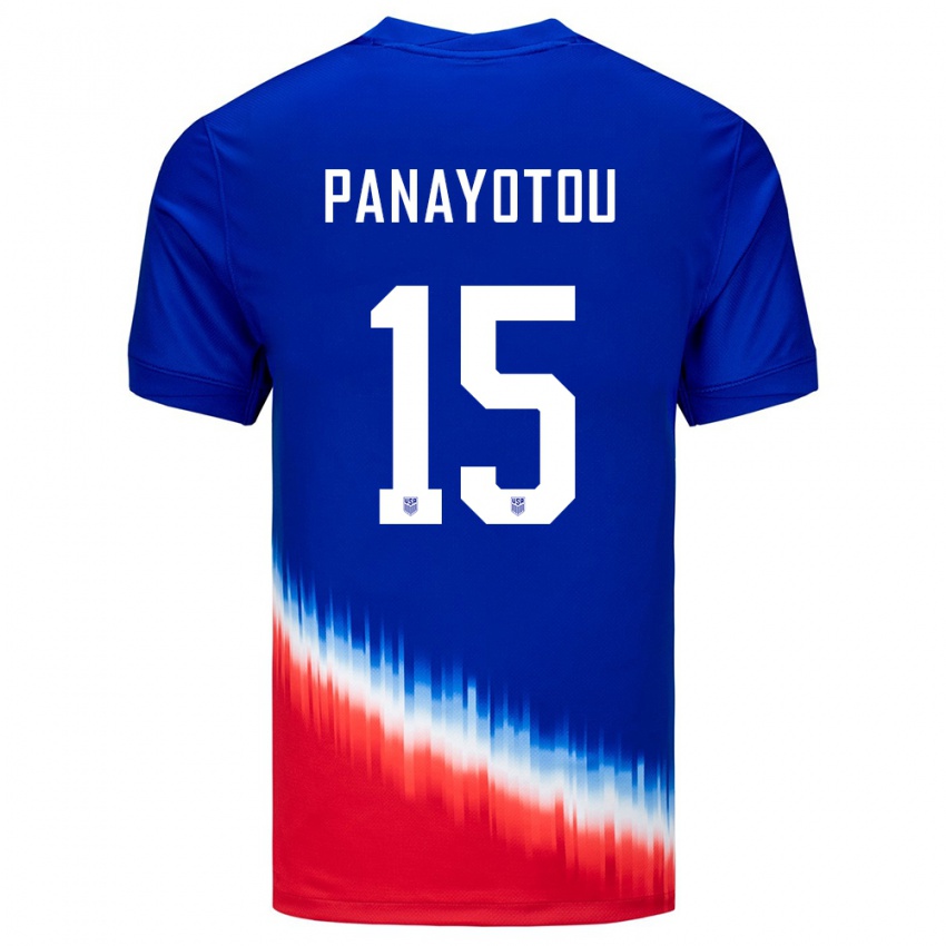 Heren Verenigde Staten Jack Panayotou #15 Blauw Uitshirt Uittenue 24-26 T-Shirt België