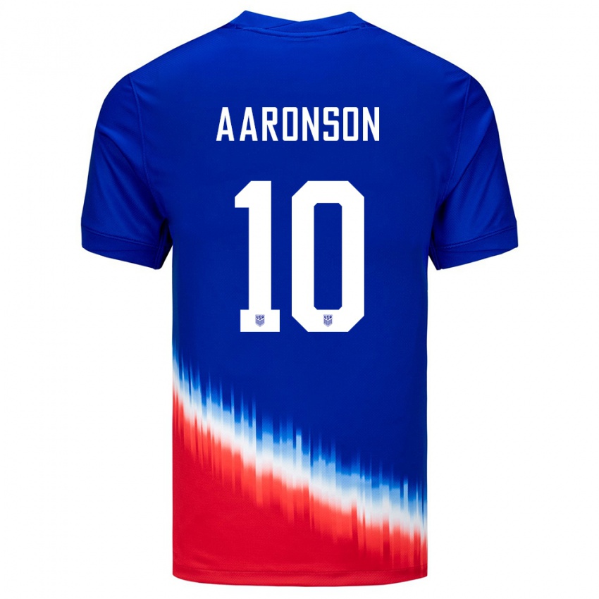 Heren Verenigde Staten Paxten Aaronson #10 Blauw Uitshirt Uittenue 24-26 T-Shirt België