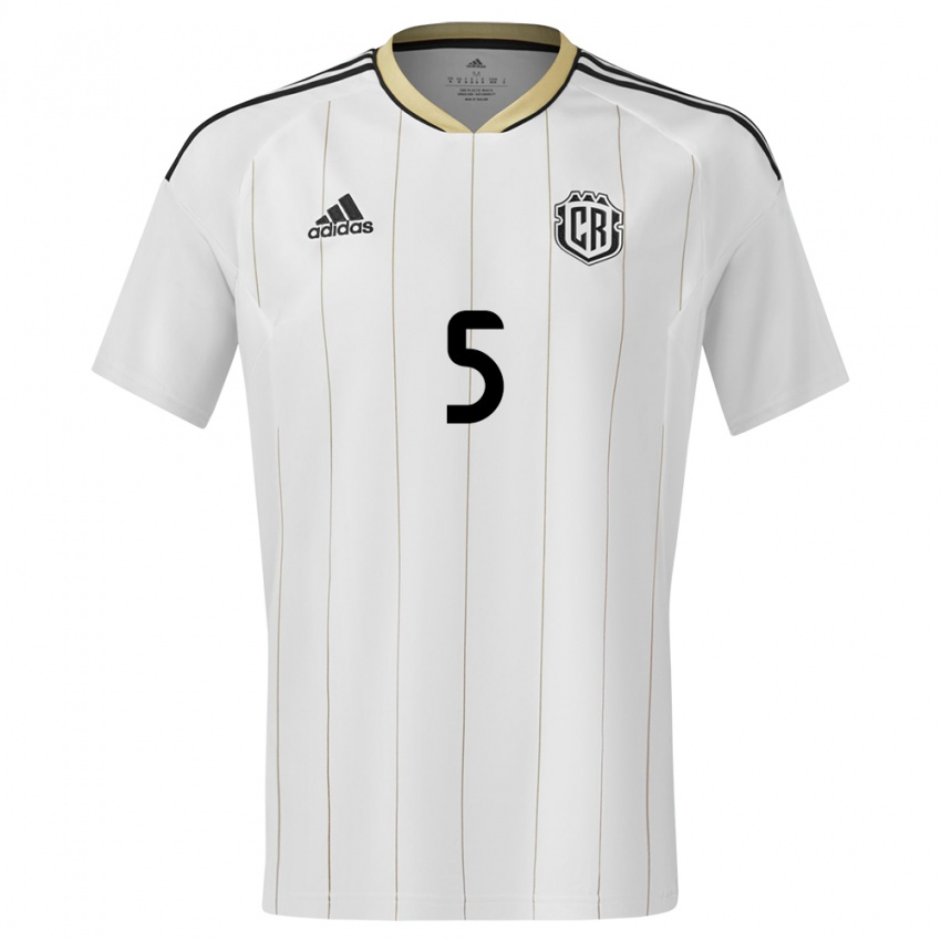 Homme Maillot Costa Rica Santiago Van Der Putten #5 Blanc Tenues Extérieur 24-26 T-Shirt Belgique