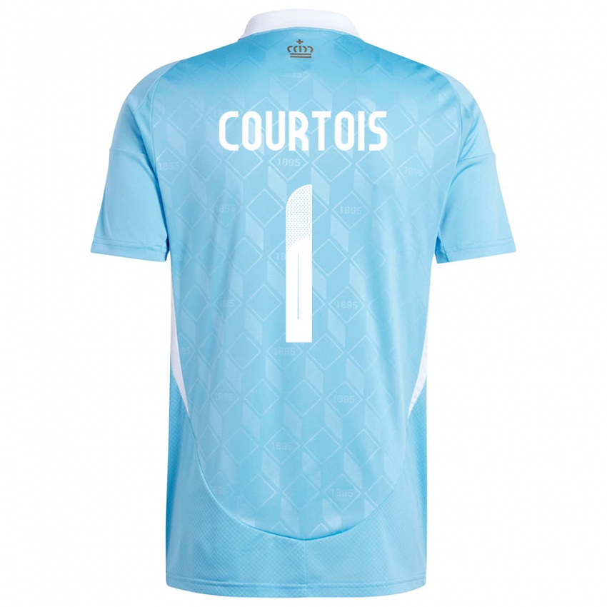 Herren Belgien Thibaut Courtois #1 Blau Auswärtstrikot Trikot 24-26 T-Shirt Belgien