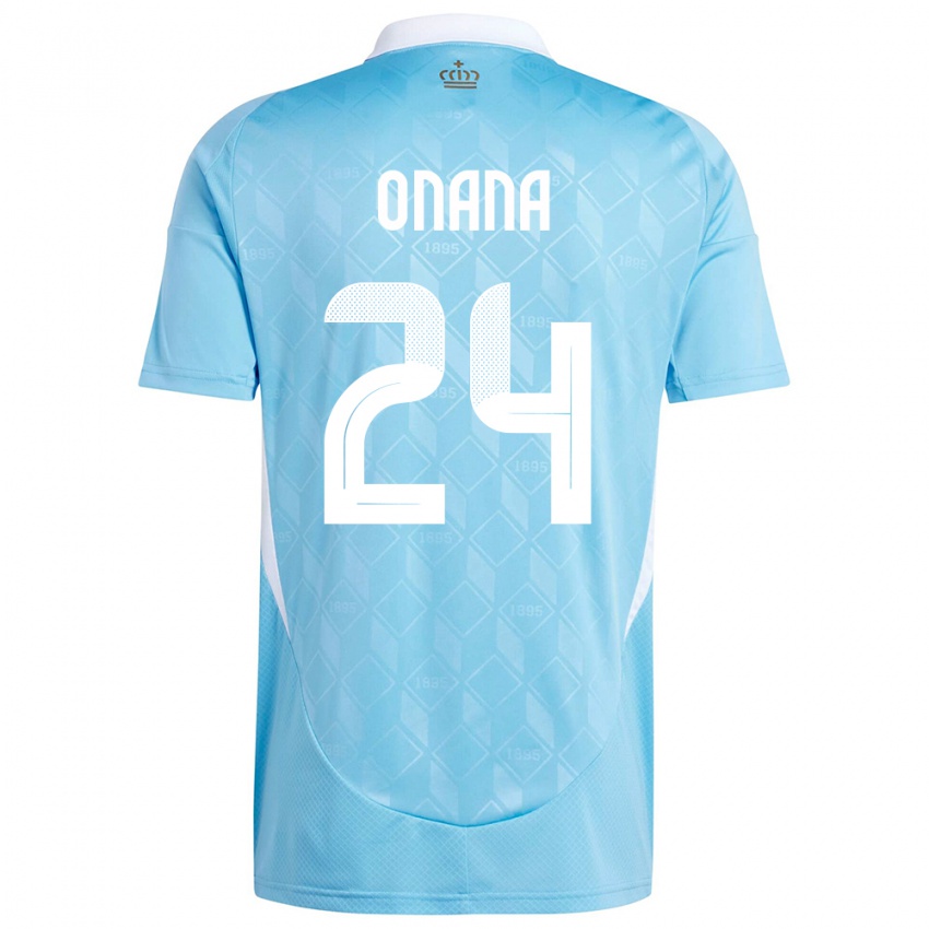 Heren België Amadou Onana #24 Blauw Uitshirt Uittenue 24-26 T-Shirt België