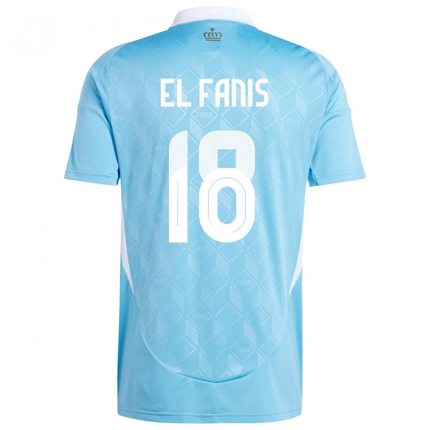 Herren Belgien Mouad El Fanis #18 Blau Auswärtstrikot Trikot 24-26 T-Shirt Belgien