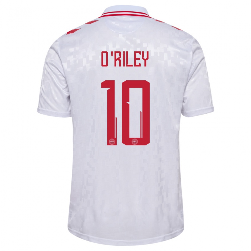 Heren Denemarken Matt O Riley #10 Wit Uitshirt Uittenue 24-26 T-Shirt België