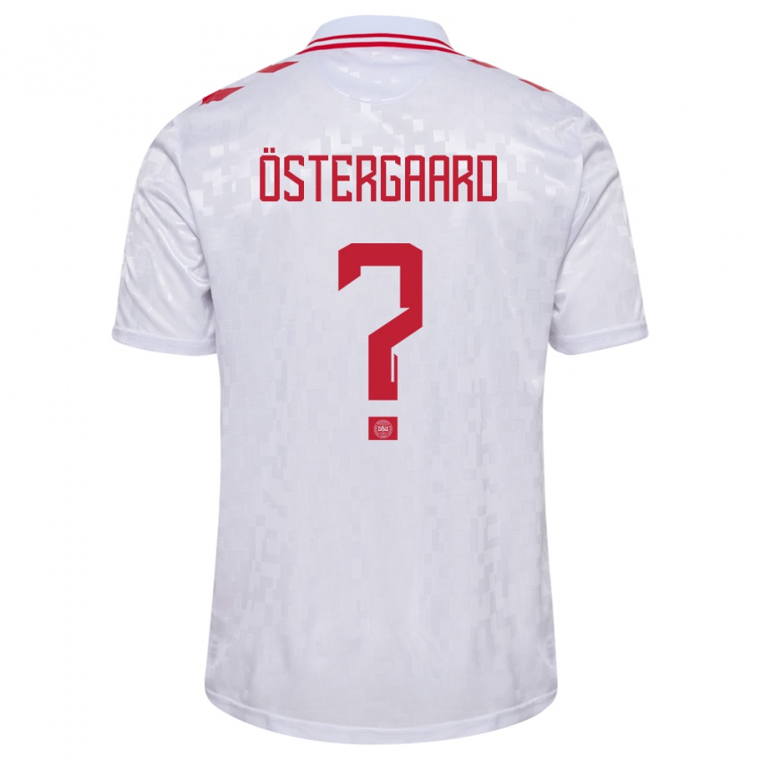 Heren Denemarken Christian Östergaard #0 Wit Uitshirt Uittenue 24-26 T-Shirt België