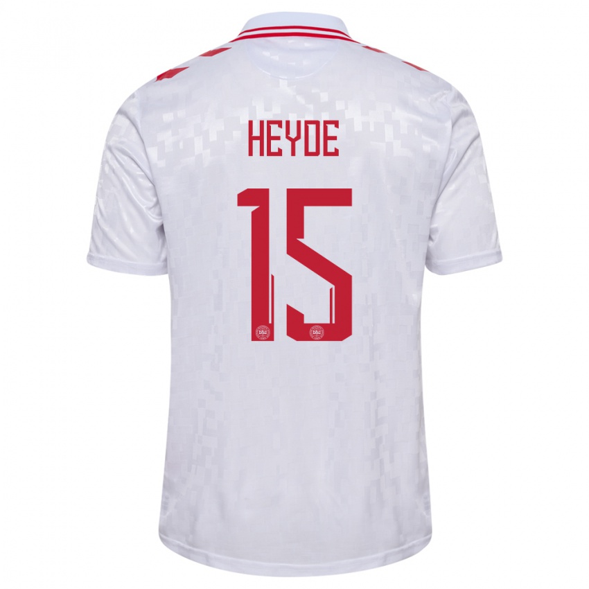 Herren Dänemark Malte Heyde #15 Weiß Auswärtstrikot Trikot 24-26 T-Shirt Belgien