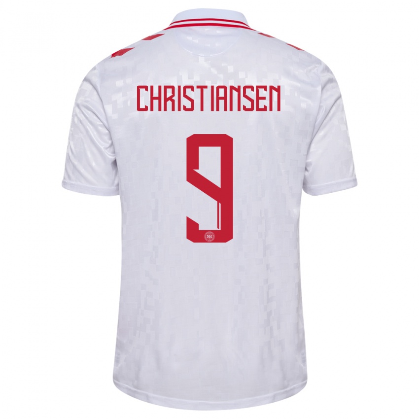 Heren Denemarken Nanna Christiansen #9 Wit Uitshirt Uittenue 24-26 T-Shirt België