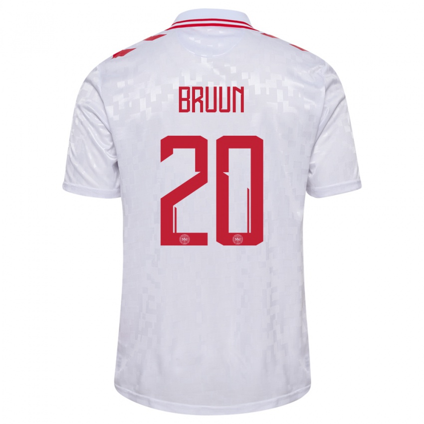 Homme Maillot Danemark Signe Bruun #20 Blanc Tenues Extérieur 24-26 T-Shirt Belgique