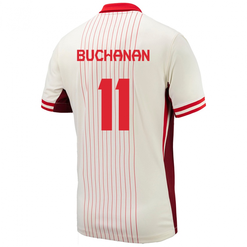 Homme Maillot Canada Tajon Buchanan #11 Blanc Tenues Extérieur 24-26 T-Shirt Belgique
