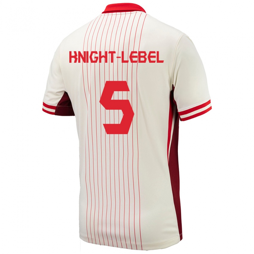 Homme Maillot Canada Jamie Knight Lebel #5 Blanc Tenues Extérieur 24-26 T-Shirt Belgique