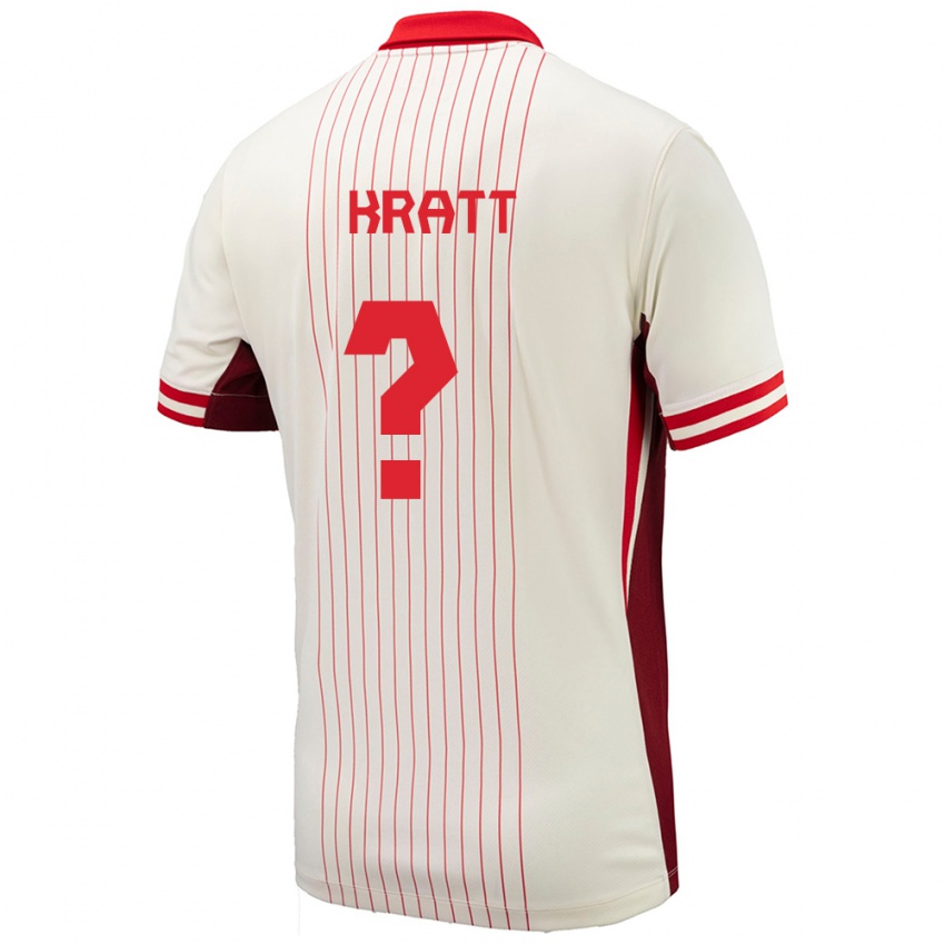 Homme Maillot Canada Ronan Kratt #0 Blanc Tenues Extérieur 24-26 T-Shirt Belgique