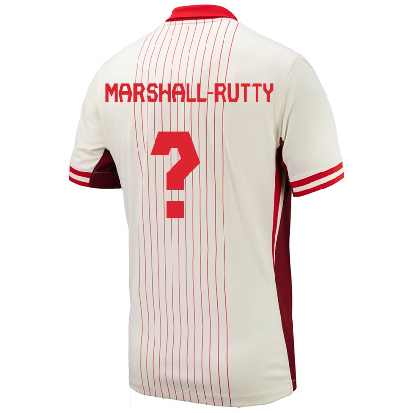 Homme Maillot Canada Jahkeele Marshall Rutty #0 Blanc Tenues Extérieur 24-26 T-Shirt Belgique