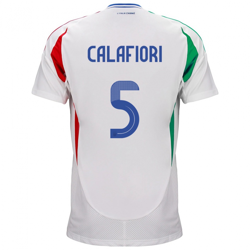 Heren Italië Riccardo Calafiori #5 Wit Uitshirt Uittenue 24-26 T-Shirt België
