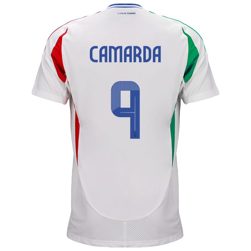 Heren Italië Francesco Camarda #9 Wit Uitshirt Uittenue 24-26 T-Shirt België