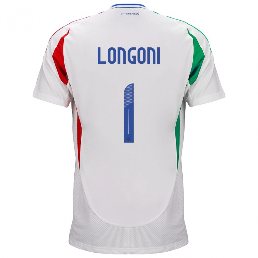 Homme Maillot Italie Alessandro Longoni #1 Blanc Tenues Extérieur 24-26 T-Shirt Belgique