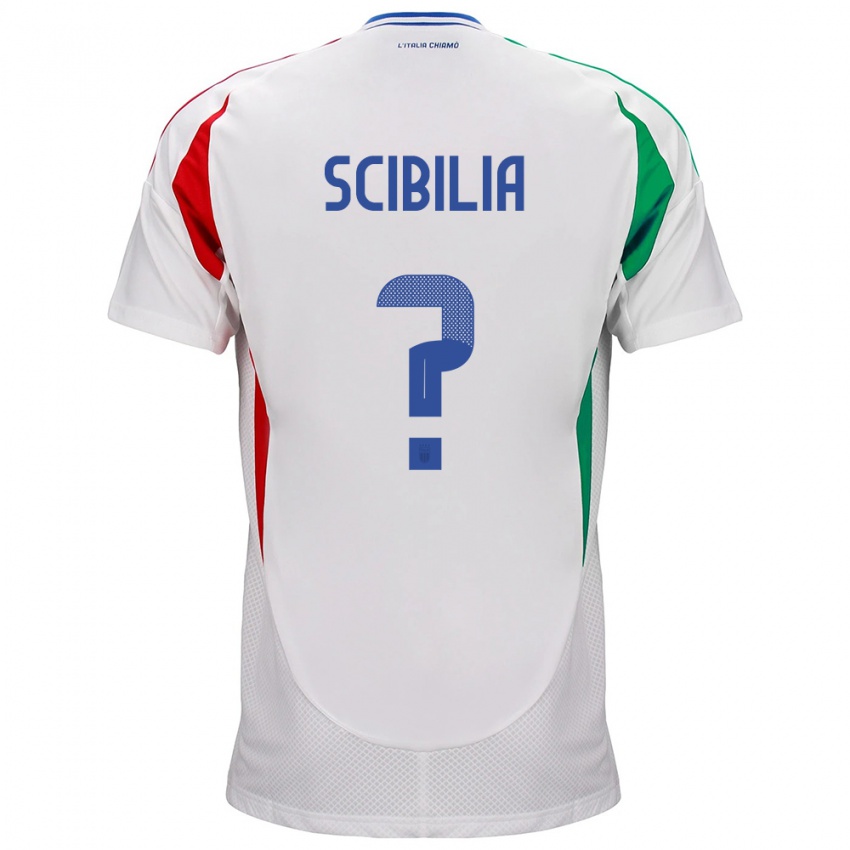 Heren Italië Dylan Scibilia #0 Wit Uitshirt Uittenue 24-26 T-Shirt België