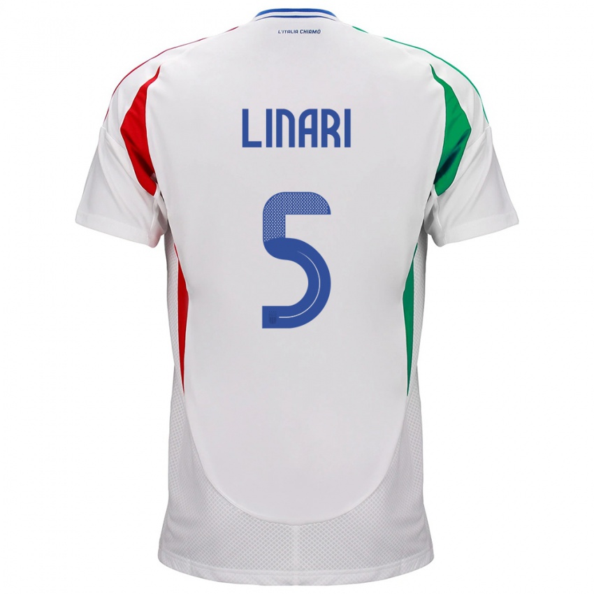 Heren Italië Elena Linari #5 Wit Uitshirt Uittenue 24-26 T-Shirt België