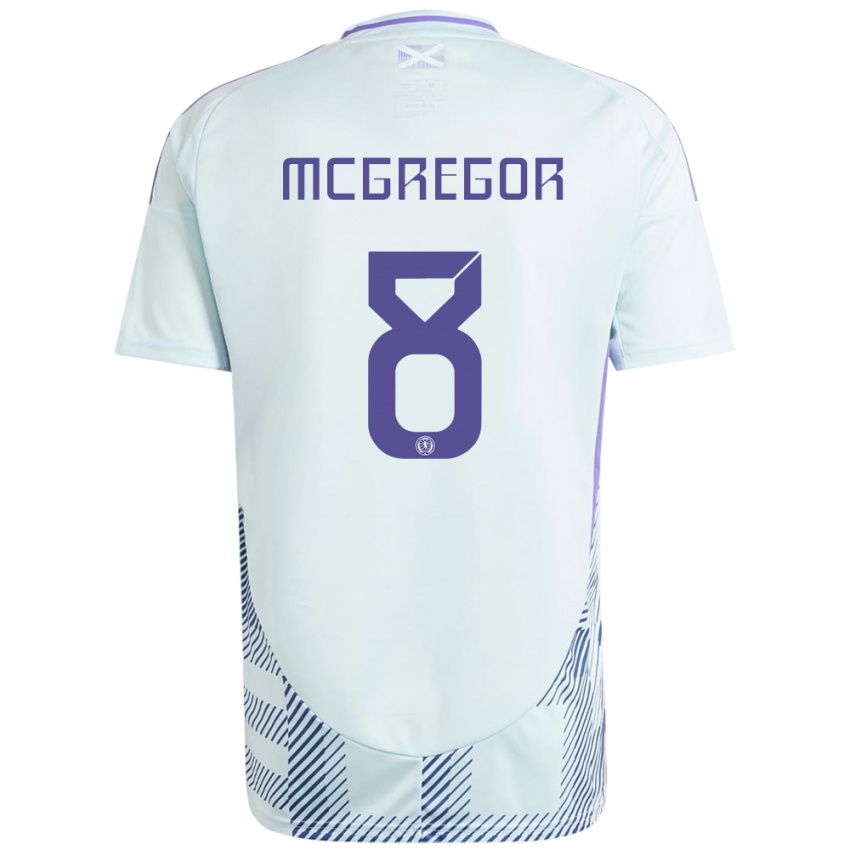 Herren Schottland Callum Mcgregor #8 Helles Mintblau Auswärtstrikot Trikot 24-26 T-Shirt Belgien