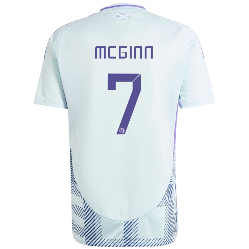 Heren Schotland John Mcginn #7 Licht Mintblauw Uitshirt Uittenue 24-26 T-Shirt België