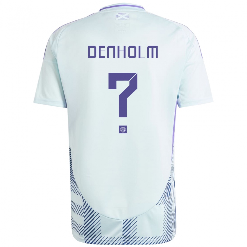 Heren Schotland Aidan Denholm #0 Licht Mintblauw Uitshirt Uittenue 24-26 T-Shirt België