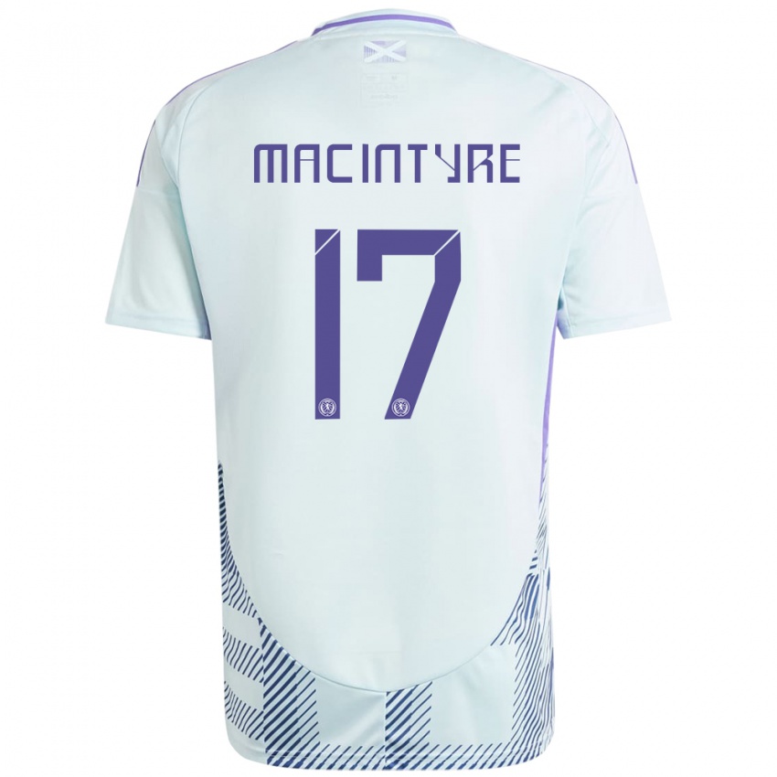 Herren Schottland Jacob Macintyre #17 Helles Mintblau Auswärtstrikot Trikot 24-26 T-Shirt Belgien