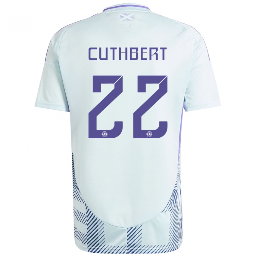 Herren Schottland Erin Cuthbert #22 Helles Mintblau Auswärtstrikot Trikot 24-26 T-Shirt Belgien