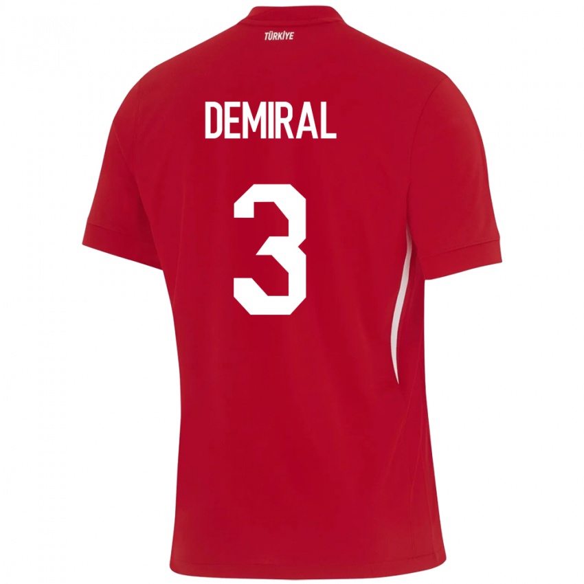 Heren Turkije Merih Demiral #3 Rood Uitshirt Uittenue 24-26 T-Shirt België