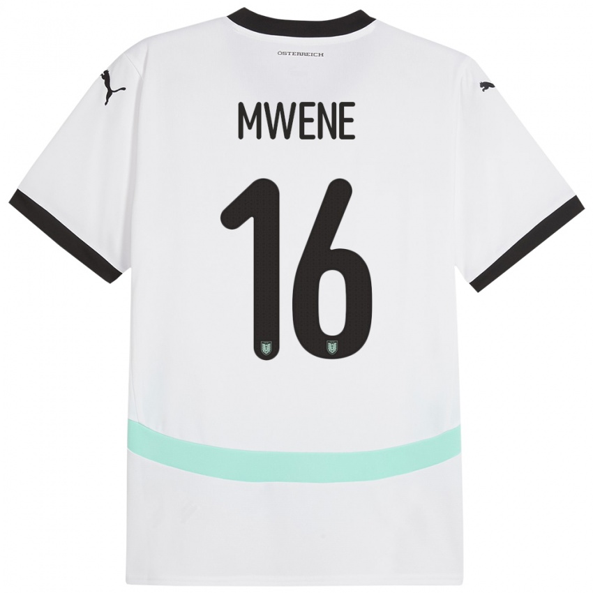 Heren Oostenrijk Phillipp Mwene #16 Wit Uitshirt Uittenue 24-26 T-Shirt België