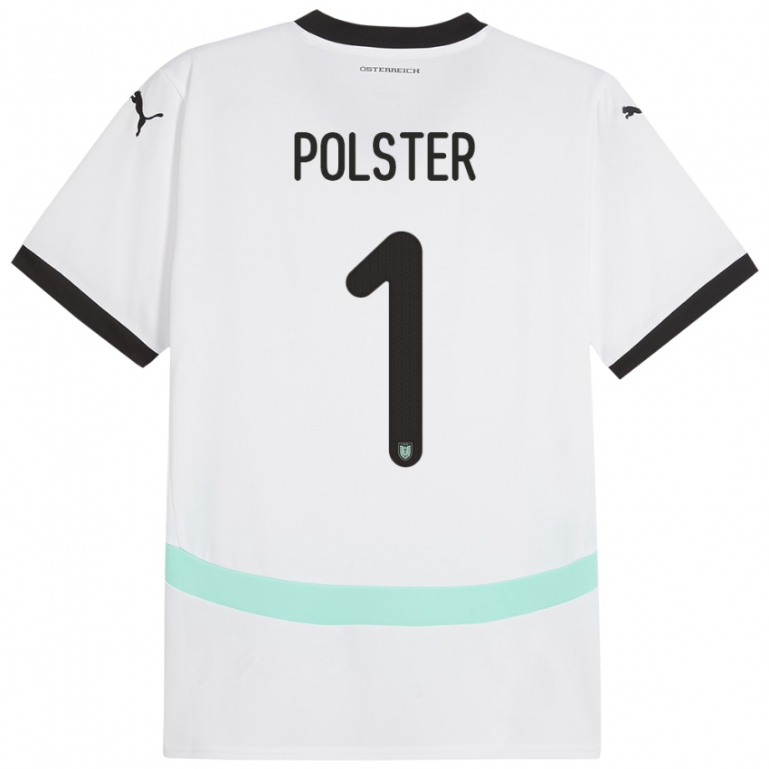 Homme Maillot Autriche Nikolas Polster #1 Blanc Tenues Extérieur 24-26 T-Shirt Belgique