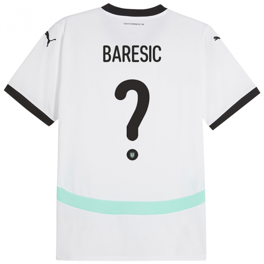 Heren Oostenrijk Leon Baresic #0 Wit Uitshirt Uittenue 24-26 T-Shirt België