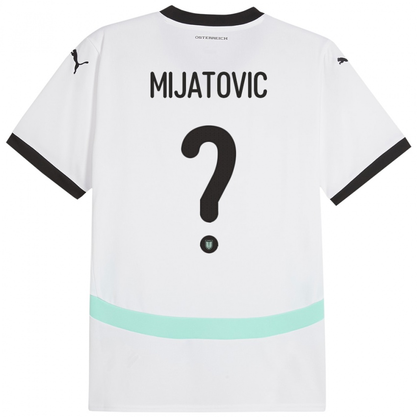 Heren Oostenrijk Luca Mijatovic #0 Wit Uitshirt Uittenue 24-26 T-Shirt België