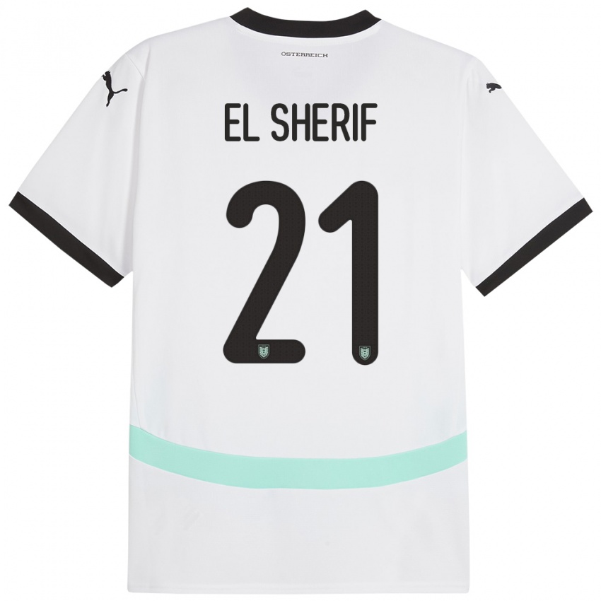 Heren Oostenrijk Mariella El Sherif #21 Wit Uitshirt Uittenue 24-26 T-Shirt België