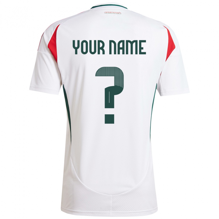 Heren Hongarije Uw Naam #0 Wit Uitshirt Uittenue 24-26 T-Shirt België