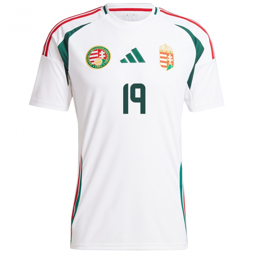 Heren Hongarije Barnabás Varga #19 Wit Uitshirt Uittenue 24-26 T-Shirt België