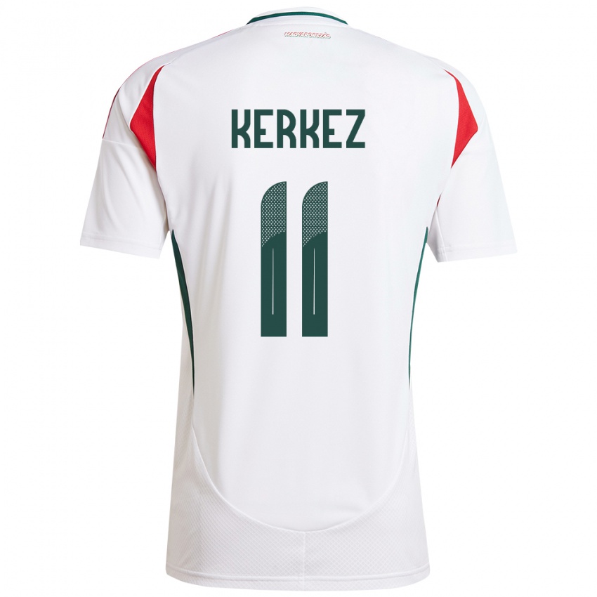 Heren Hongarije Milos Kerkez #11 Wit Uitshirt Uittenue 24-26 T-Shirt België