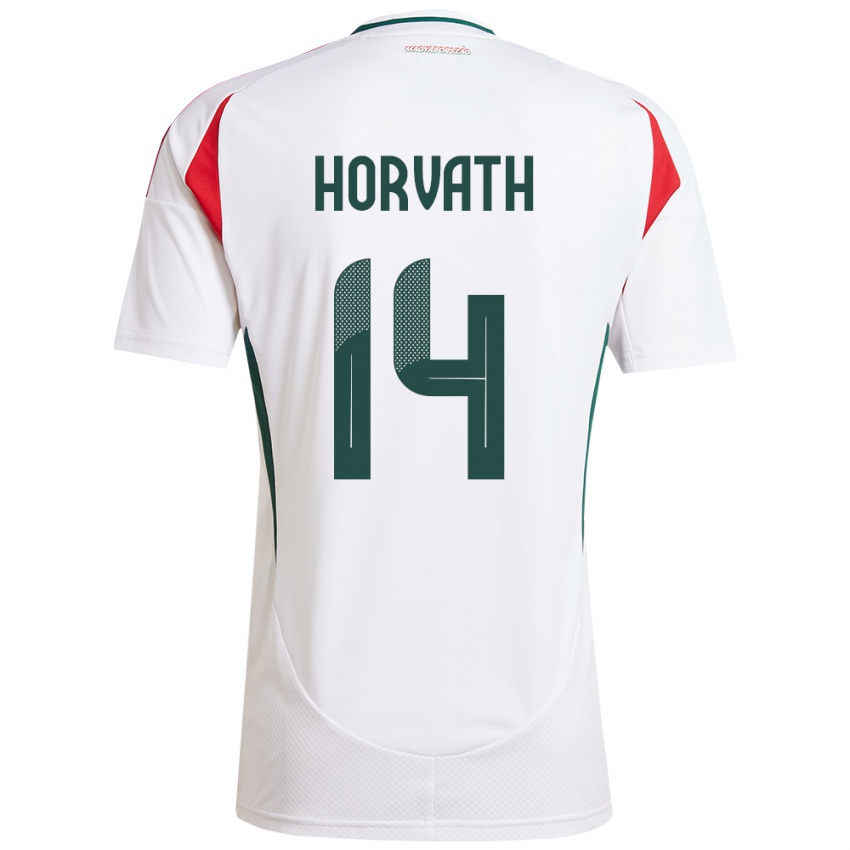 Heren Hongarije Artúr Horváth #14 Wit Uitshirt Uittenue 24-26 T-Shirt België